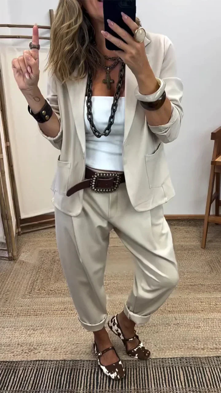 Nilija - Conjunto De Chaqueta y Pantalón De Corte Holgado