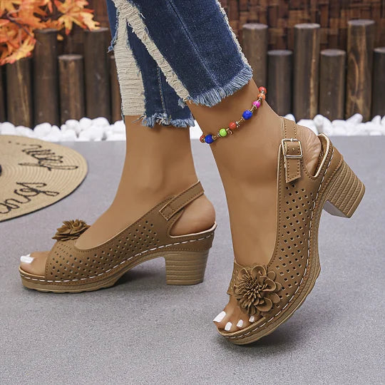Imogen | Sandalias de Talón Abierto Con Diseño Floral
