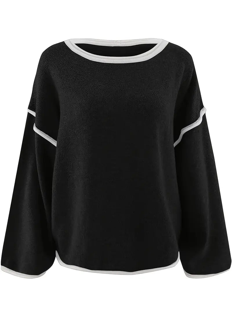 Giselda | Jersey De Manga Larga Con Ribetes en Contraste