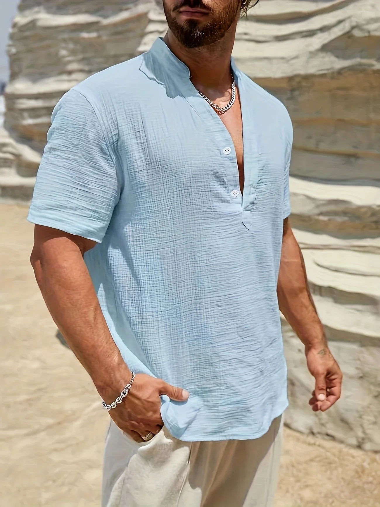 Sancho | Camisa Manga Corta Cuello Mao