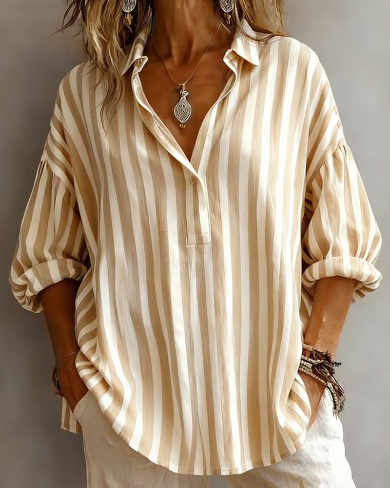 Jessy | Blusa Holgada a Rayas Con Cuello