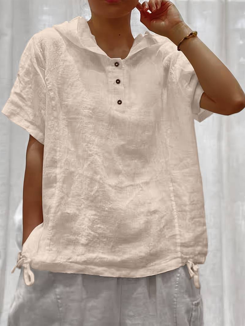 Dounia | Camiseta Holgada Con Capucha y Botones