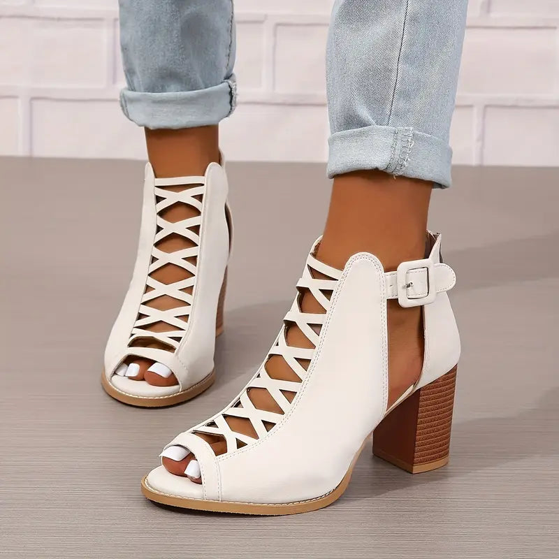 Ruzilya | Sandalias con cordones, punta abierta y tacón grueso