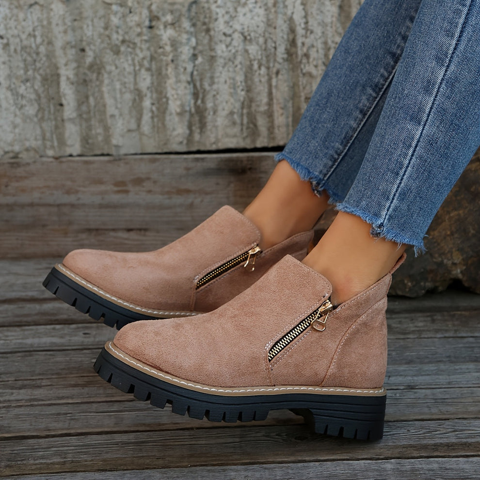 Birgitta | Botines Con Cremallera Lateral y Suela de Tacos