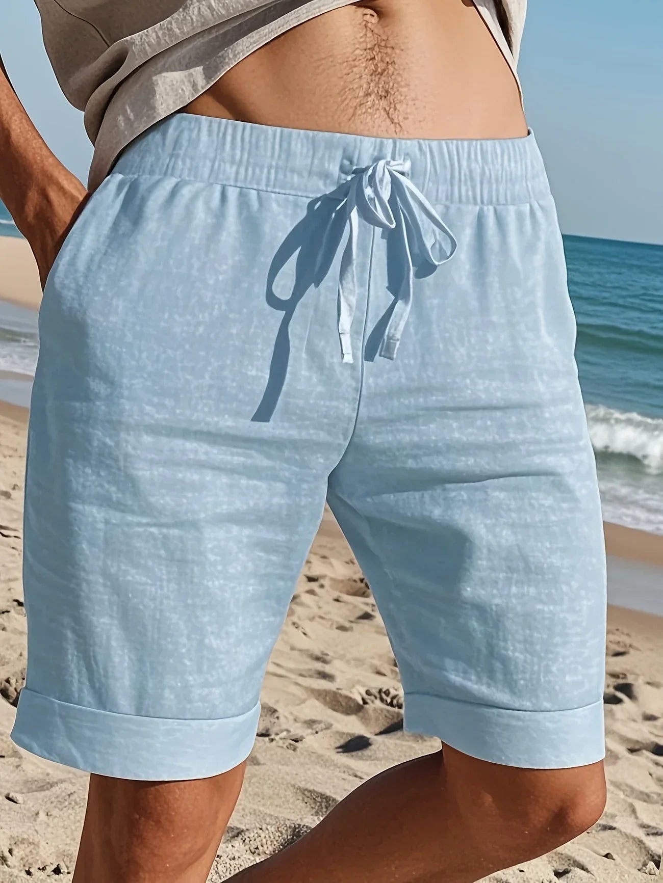 Callan | Pantalones Cortos Informales De Hombre Con Cordón, Hasta La Rodilla