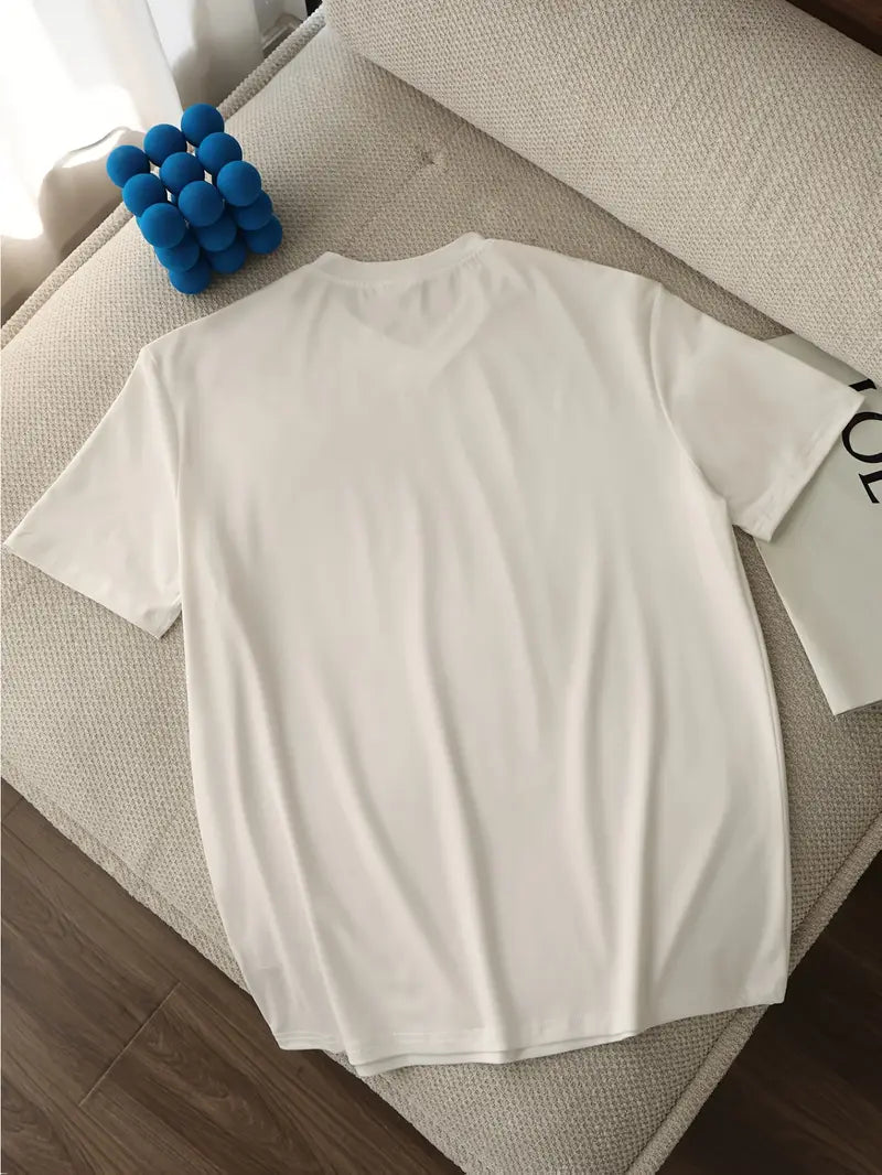 Fraga - Camiseta de manga corta con cuello en V y corte entallado
