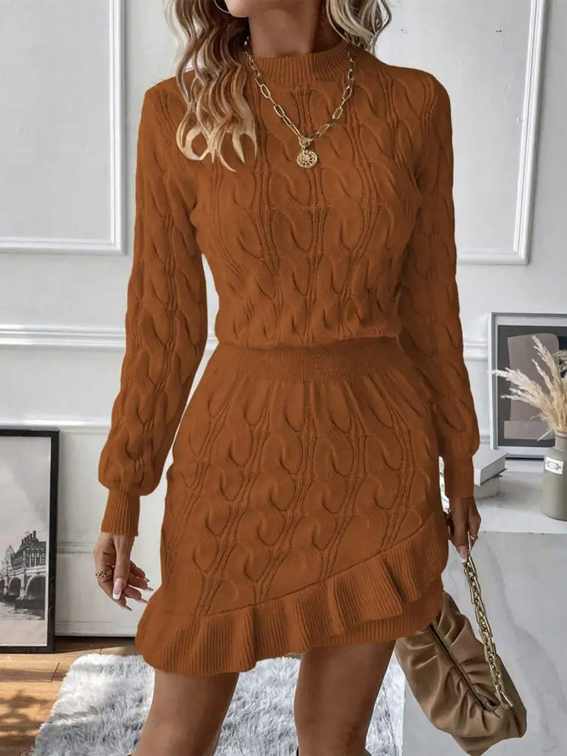 Katla | Vestido De Punto De Trenzado De Manga Larga