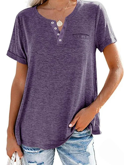 Cettina | Camiseta Henley Manga Corta Bolsillo