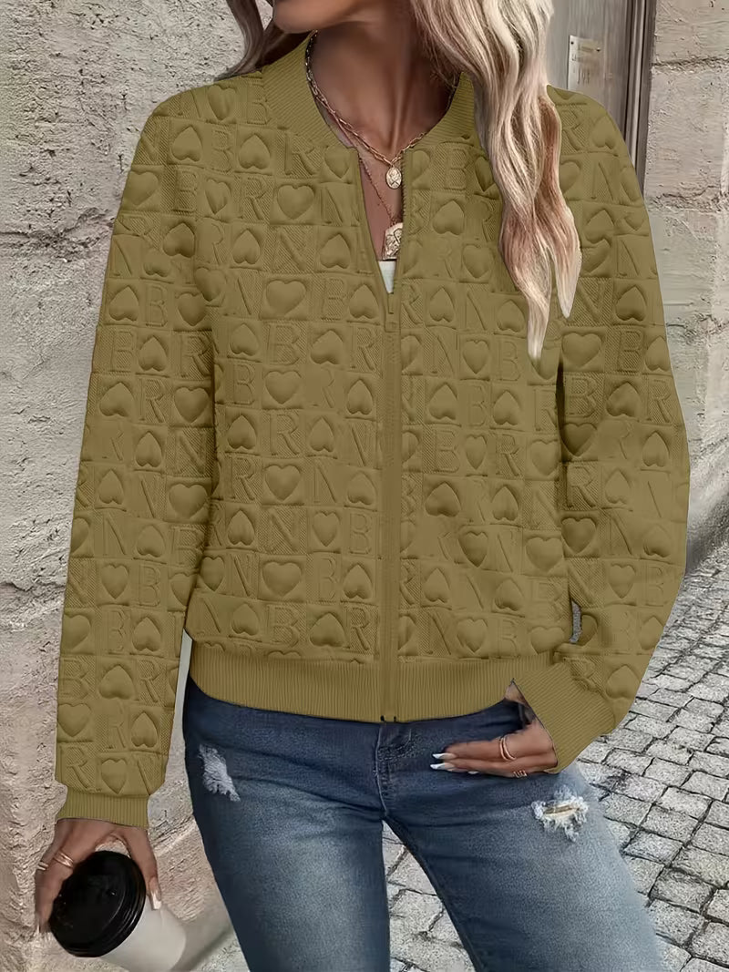 Mileisine | Chaqueta con Cremallera y Diseño de Corazón