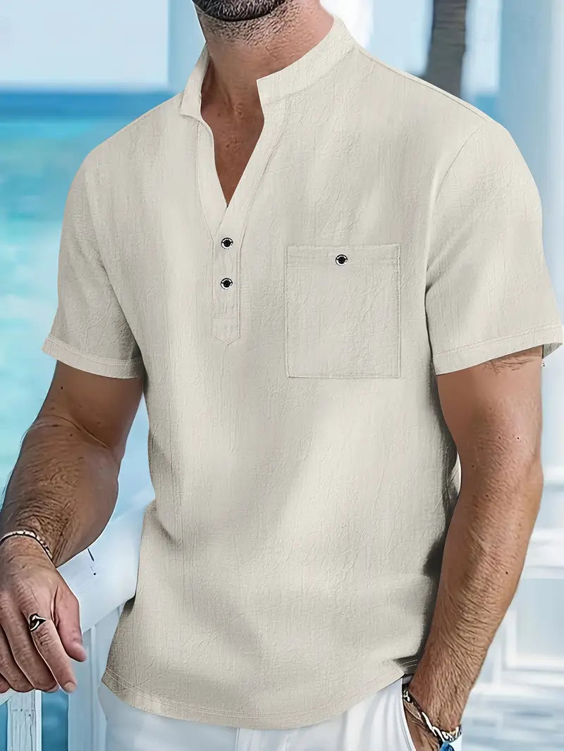 Vaughn - Camiseta Henley de Manga Corta