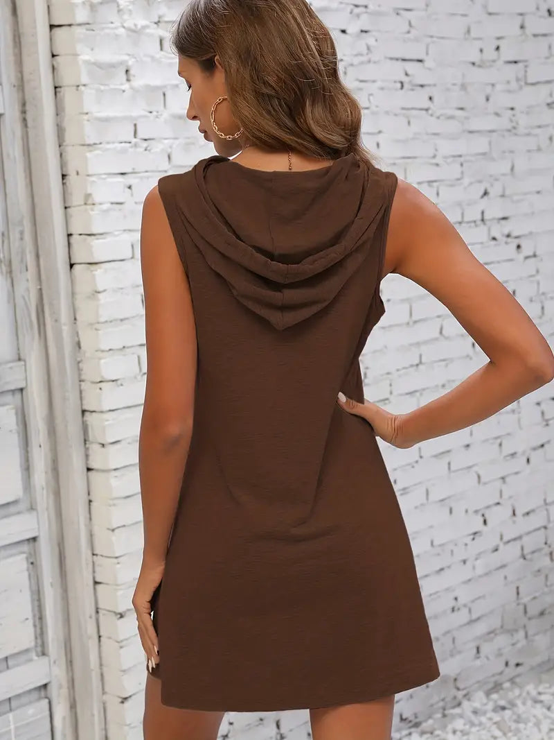 Fieke - Vestido Mini Recto Sin Mangas Con Capucha