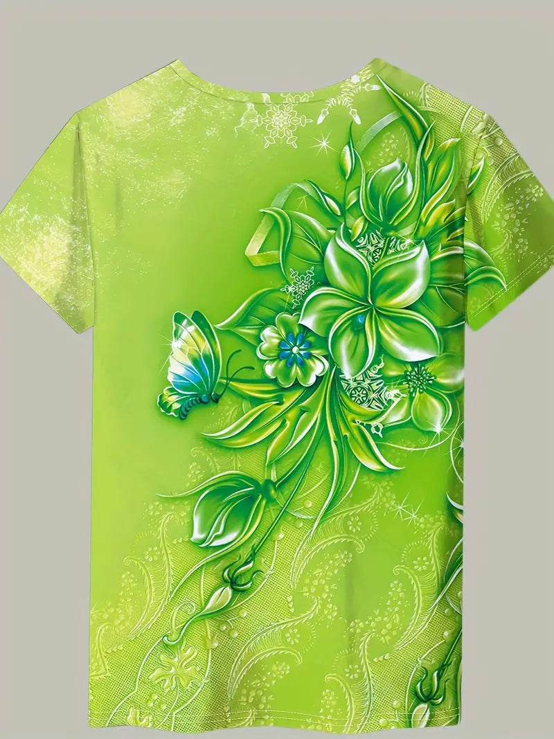 Carlisa | Camiseta De Manga Corta Con Estampado Floral Y Mariposas