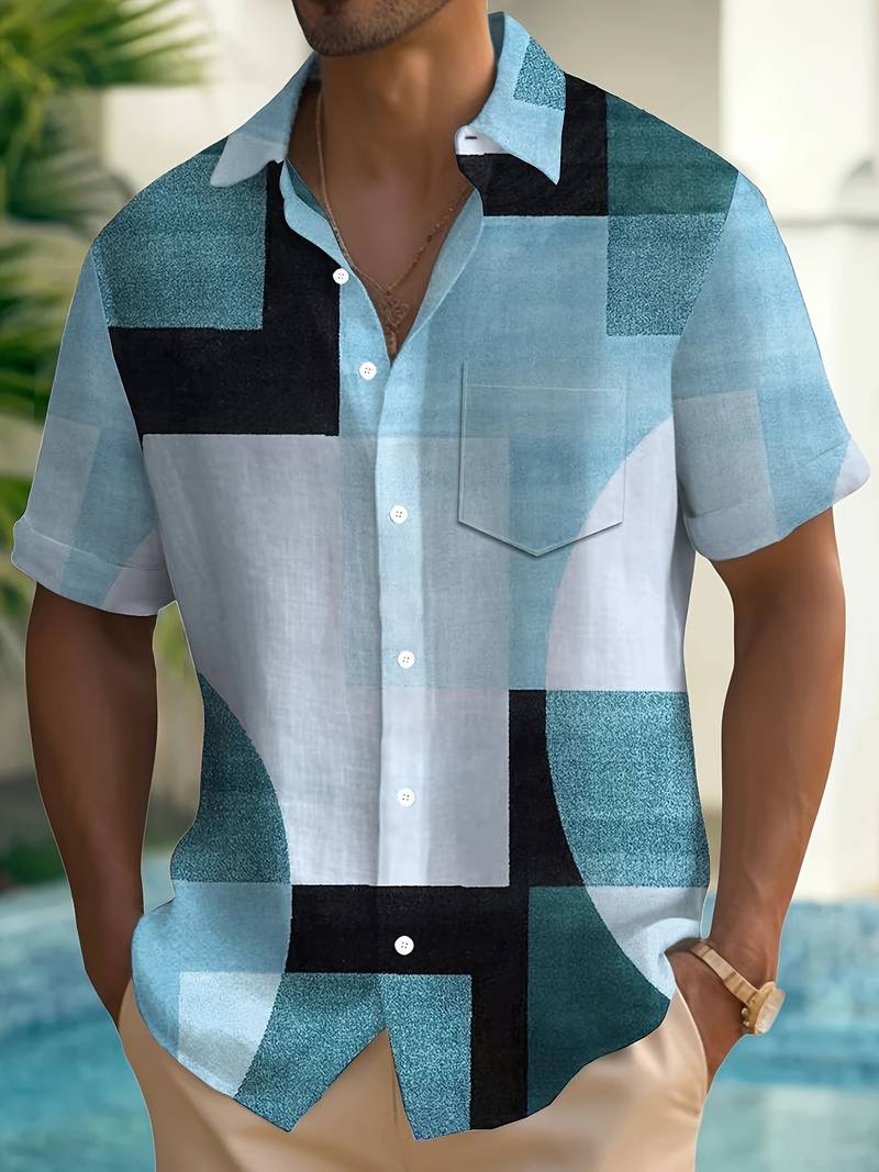 Boucher | Camisa Geométrica Vintage Manga Corta