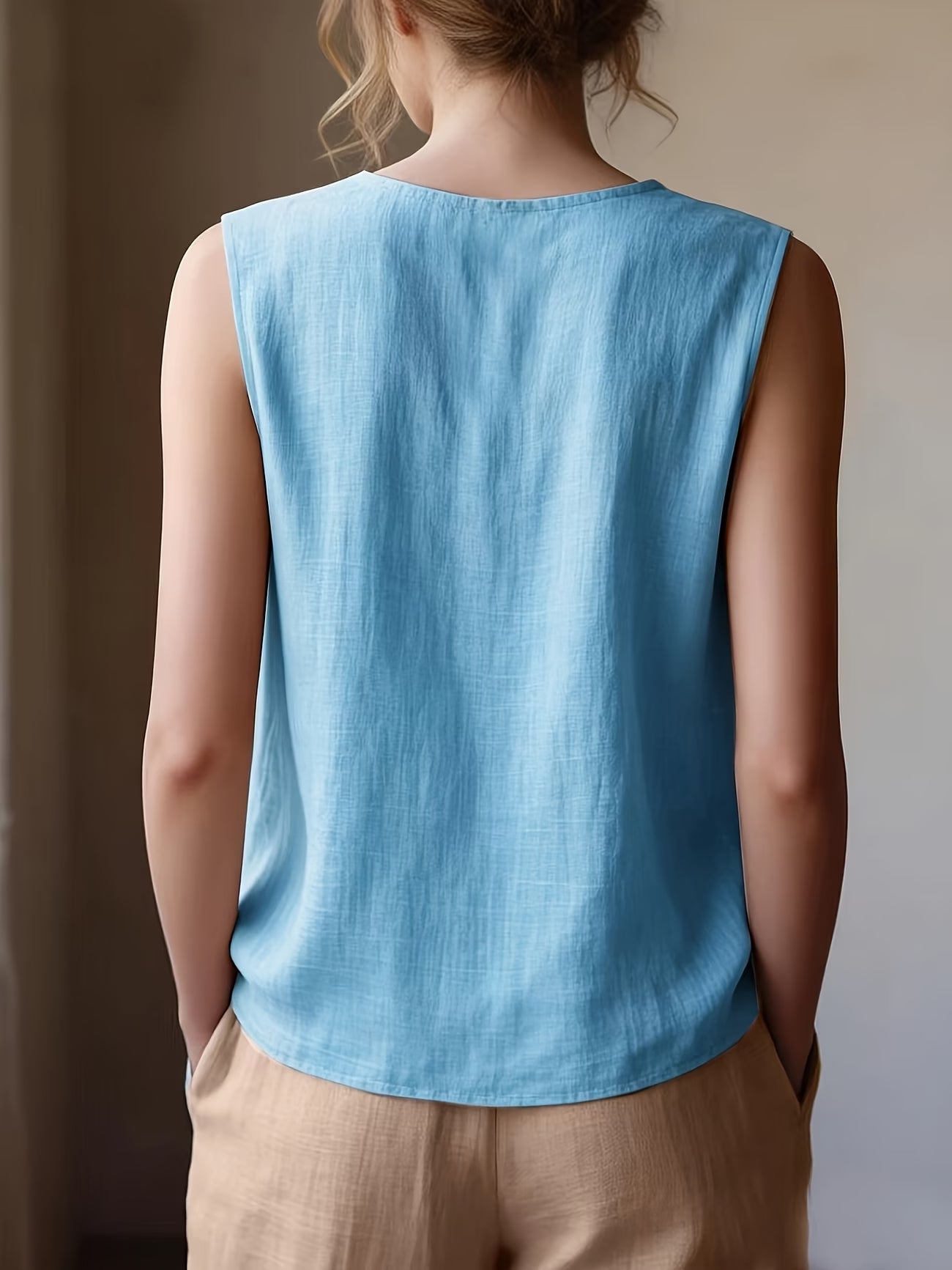Safiya | Blusa Sin Mangas Con Cuello De Volantes Y Textura