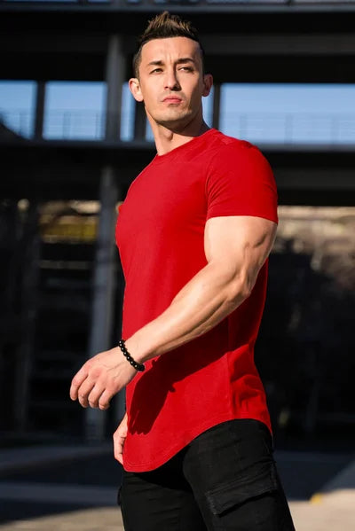 Maxwell - Camiseta de Manga Corta Con Bajo Curvo