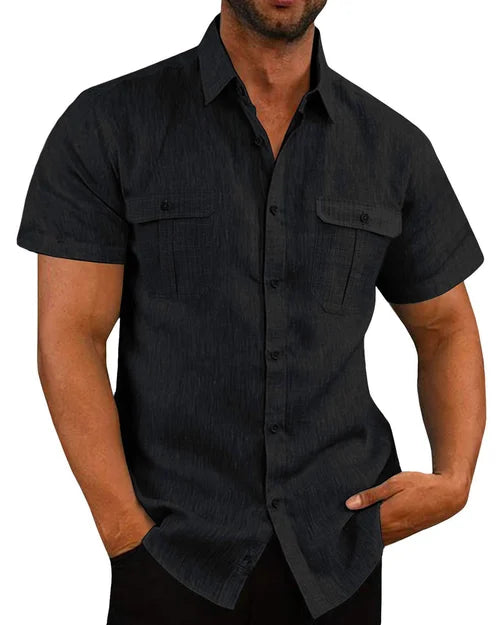 Eldwin | Camisa De Manga Corta Con Botones Y Bolsillos Para Hombre