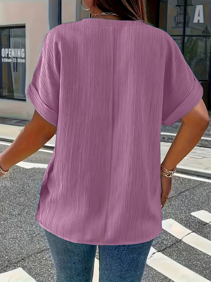 Mrella | Camiseta Con Cuello en V y Botonadura Frontal