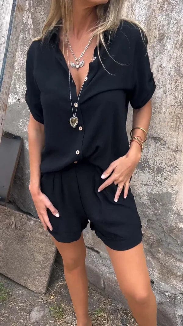 Dixie - Conjunto de Blusa de Manga Corta Con Botones en la Parte Delantera