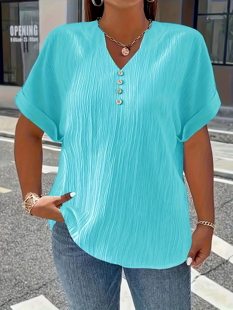 Mrella | Camiseta Con Cuello en V y Botonadura Frontal