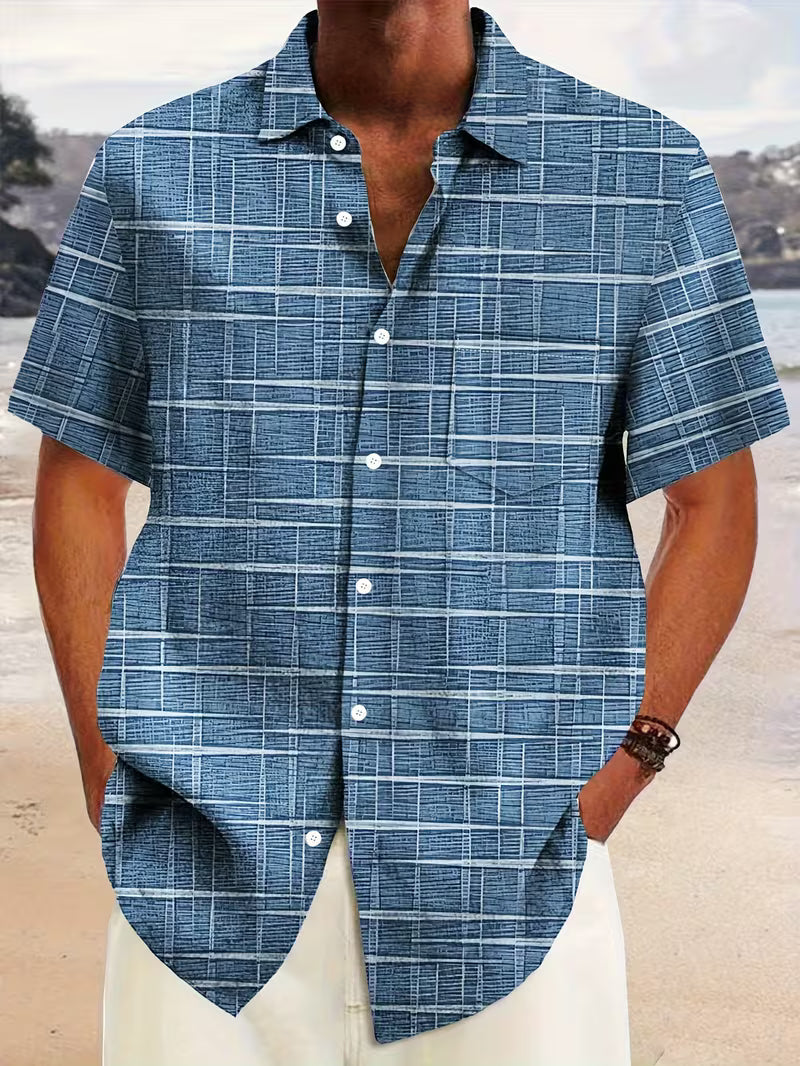 Jerrick - Camisa de Manga Corta Con Estampado Geométrico y Botones