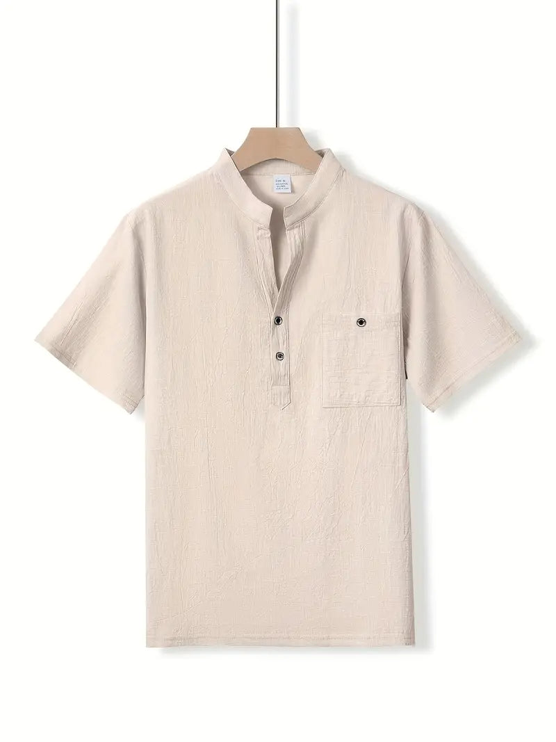 Vaughn - Camiseta Henley de Manga Corta