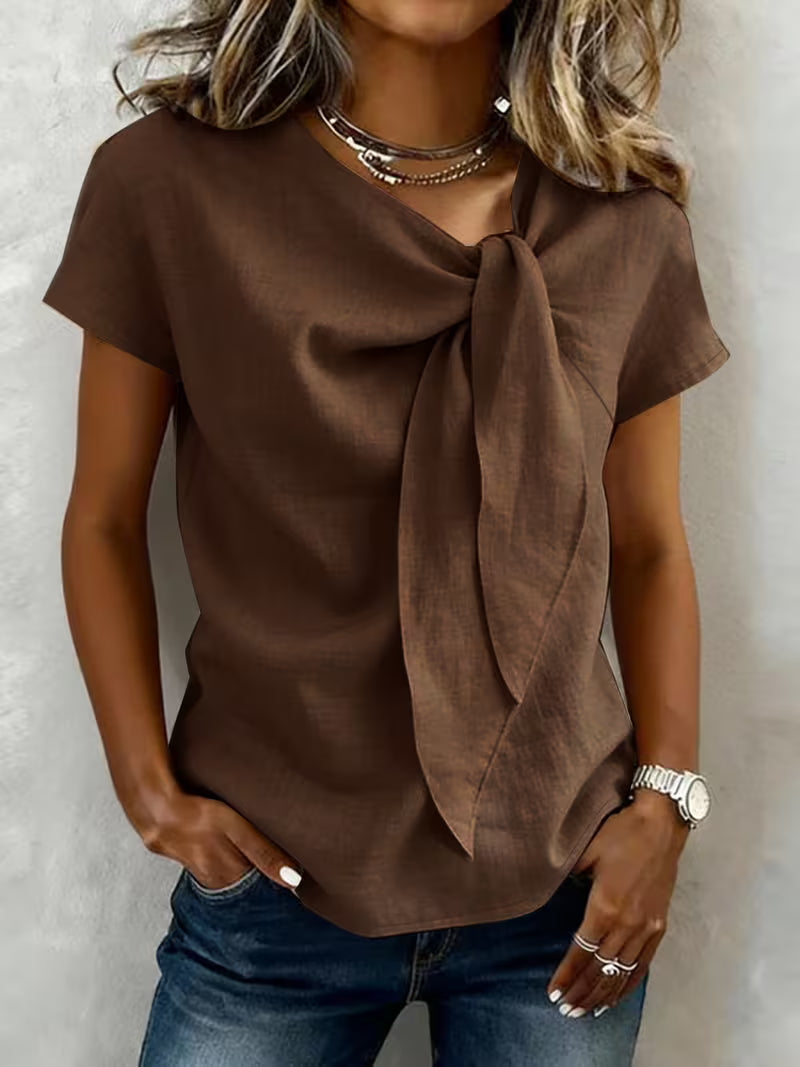Jovea | Top con cuello atado y mangas cortas