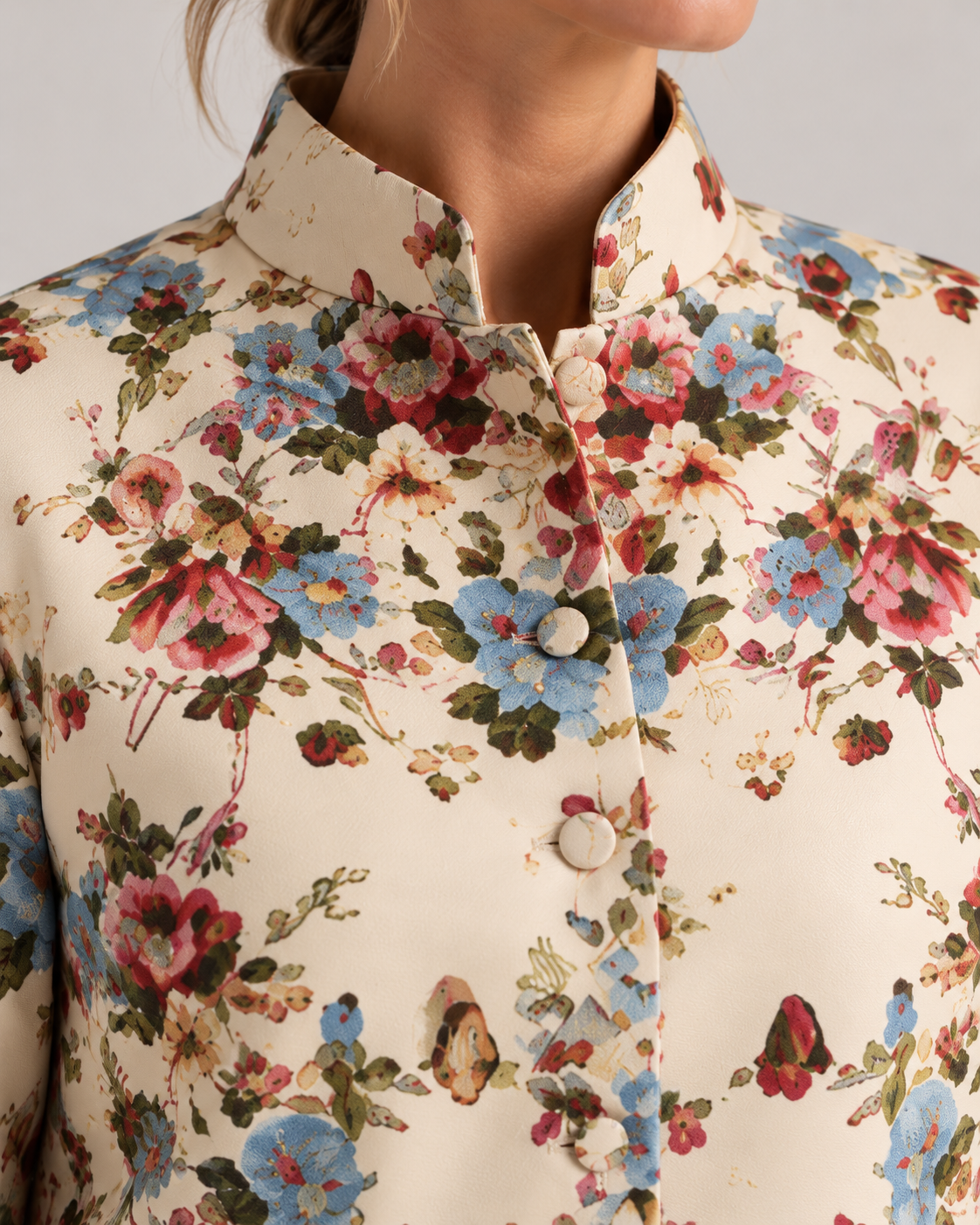 Helena | Chaqueta Floral con Cuello Alto