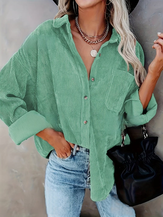 Irmela | Camisa de Manga Larga de Pana Con Botones