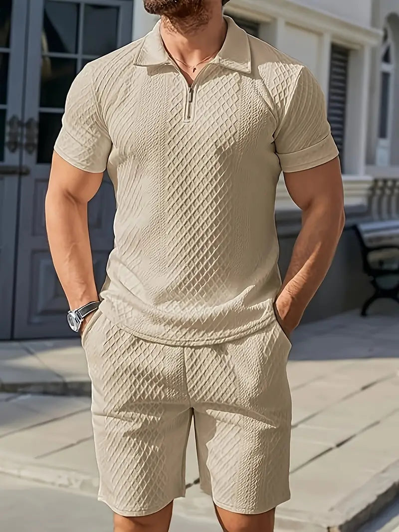 Francisco | Conjunto de Polo y Pantalones Cortos Con Textura