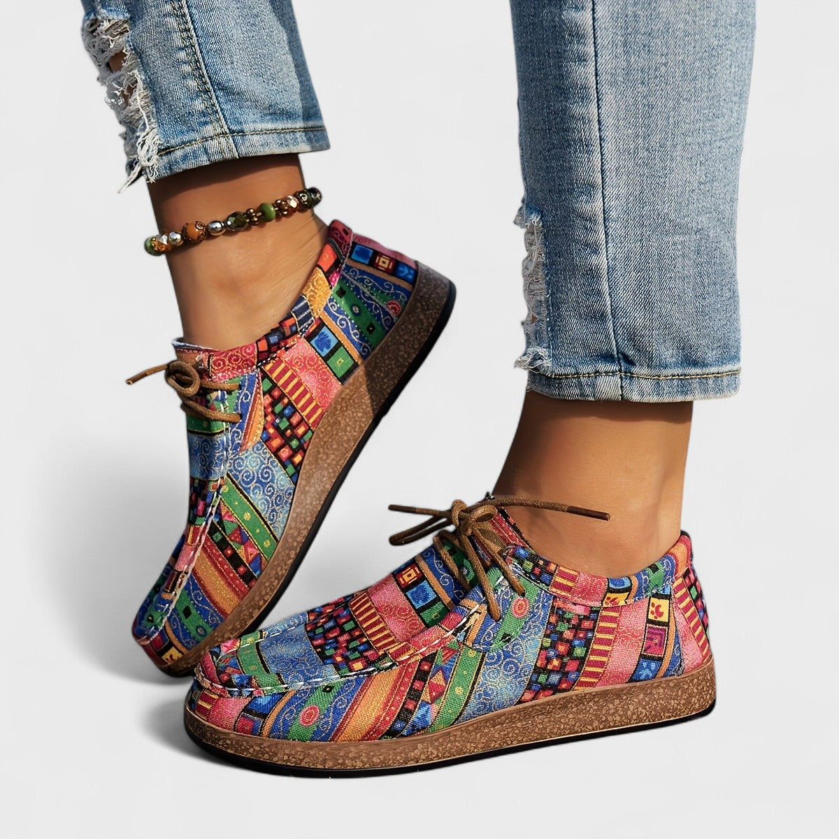Munyika | Zapato Étnico Patchwork Plataforma Cordones Mujer