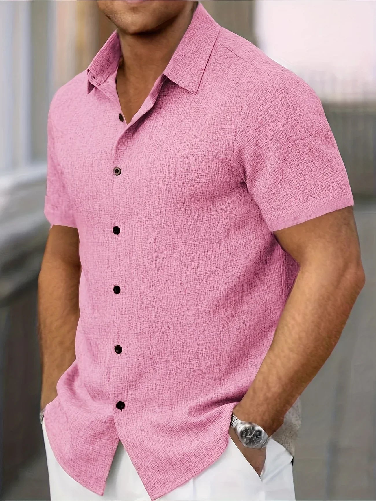 Dwight - Camisa De Manga Corta Ligera De Mezcla De Lino