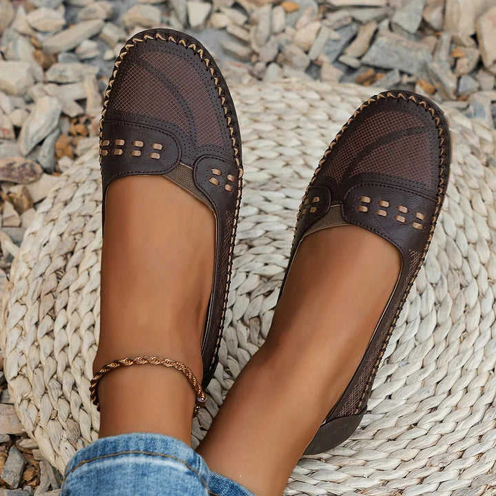 Gerdien | Mocasines Sin Cordones Perforados Para Mujer, Zapatos Planos Informales