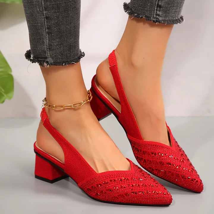 Nehama | Zapatos De Tacón Grueso Con Talón Abierto Y Purpurina Para Mujer