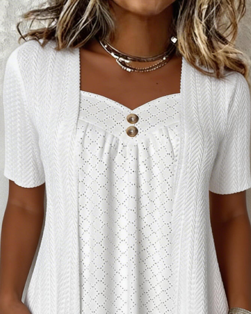 Shilina | Blusa Texturizada con Escote Cuadrado
