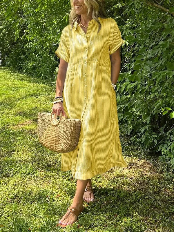 Samara | Vestido Camisero Rayado Con Botones