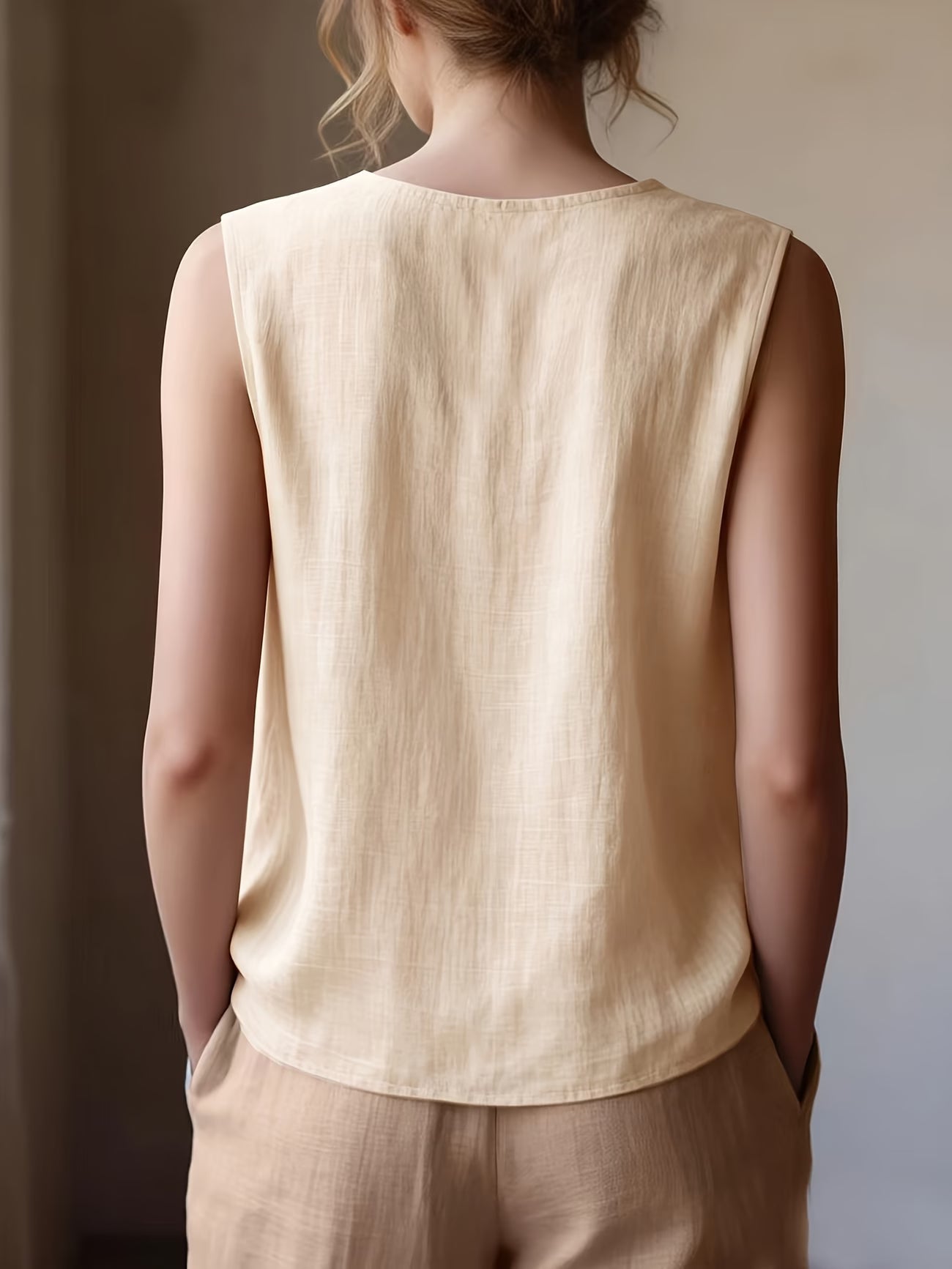 Safiya | Blusa Sin Mangas Con Cuello De Volantes Y Textura