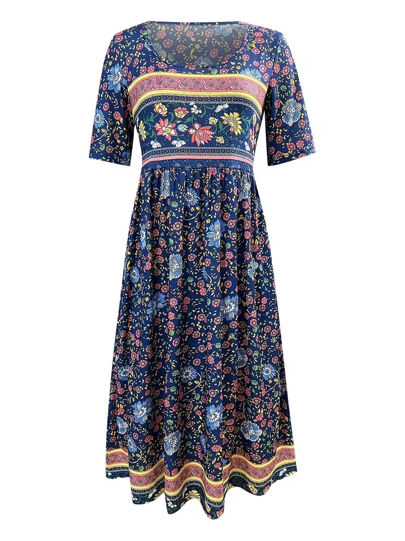 Lisan - Vestido midi con Estampado Floral y Cuello en V