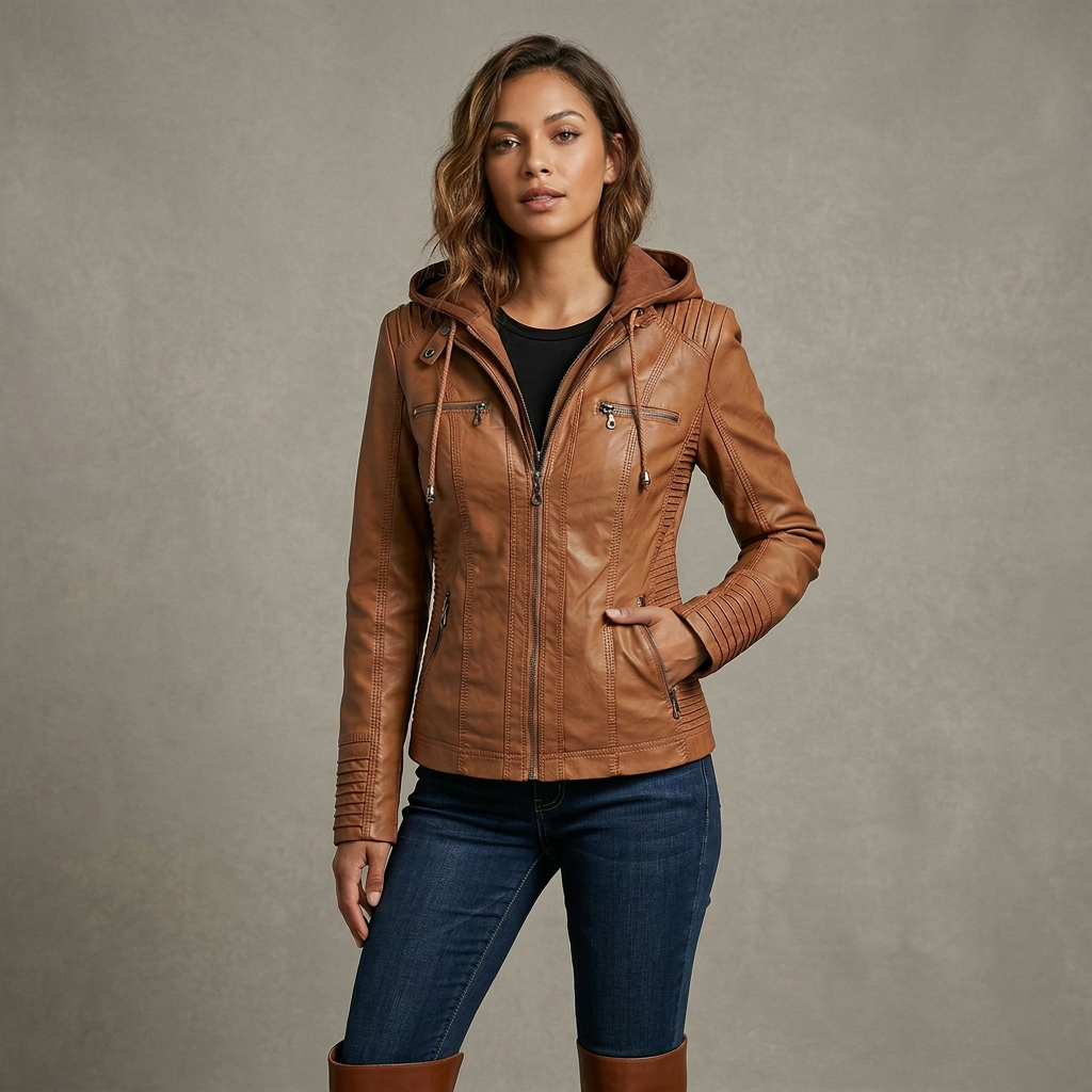 Neleena | Chaqueta Ajustada con Capucha y Cremallera