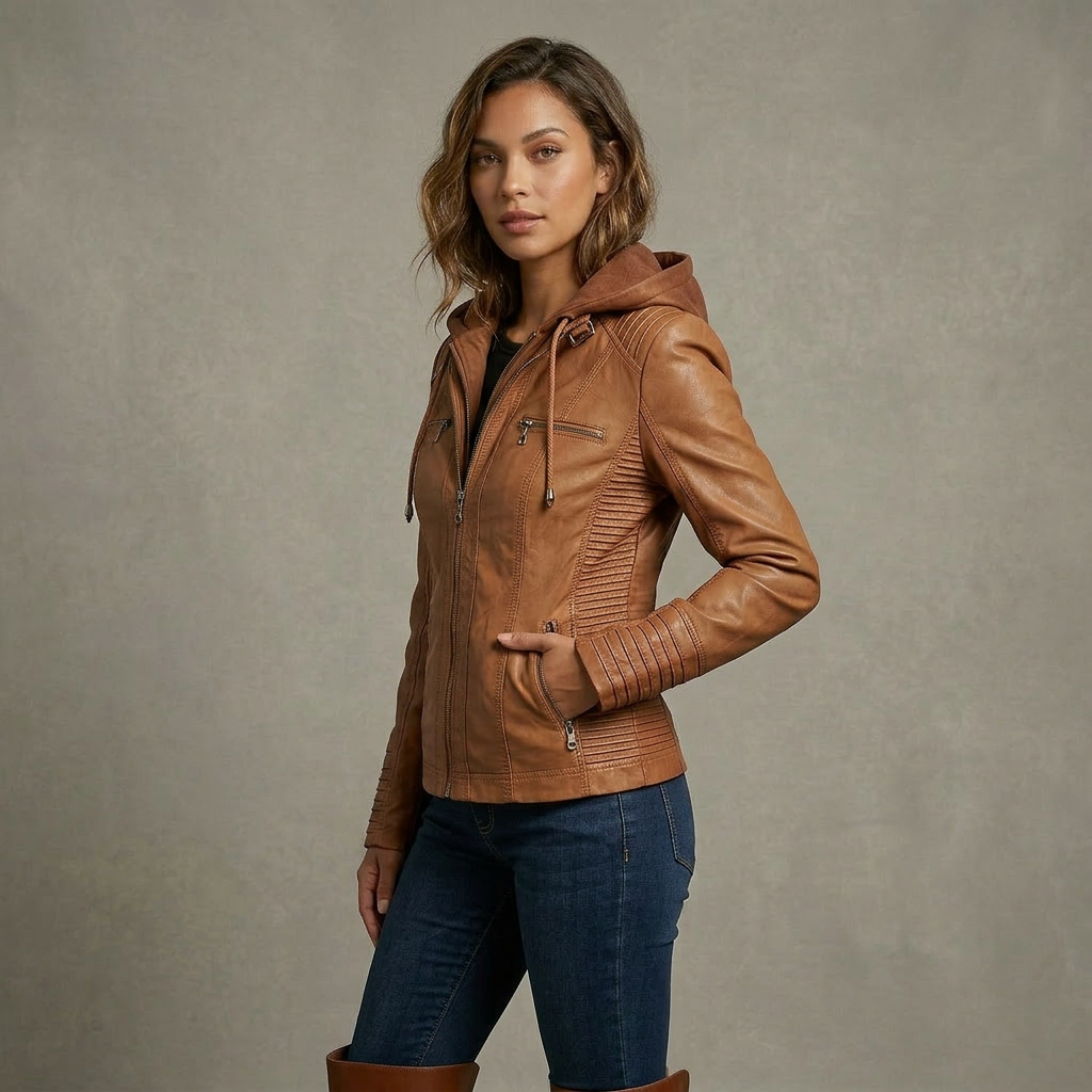 Neleena | Chaqueta Ajustada con Capucha y Cremallera