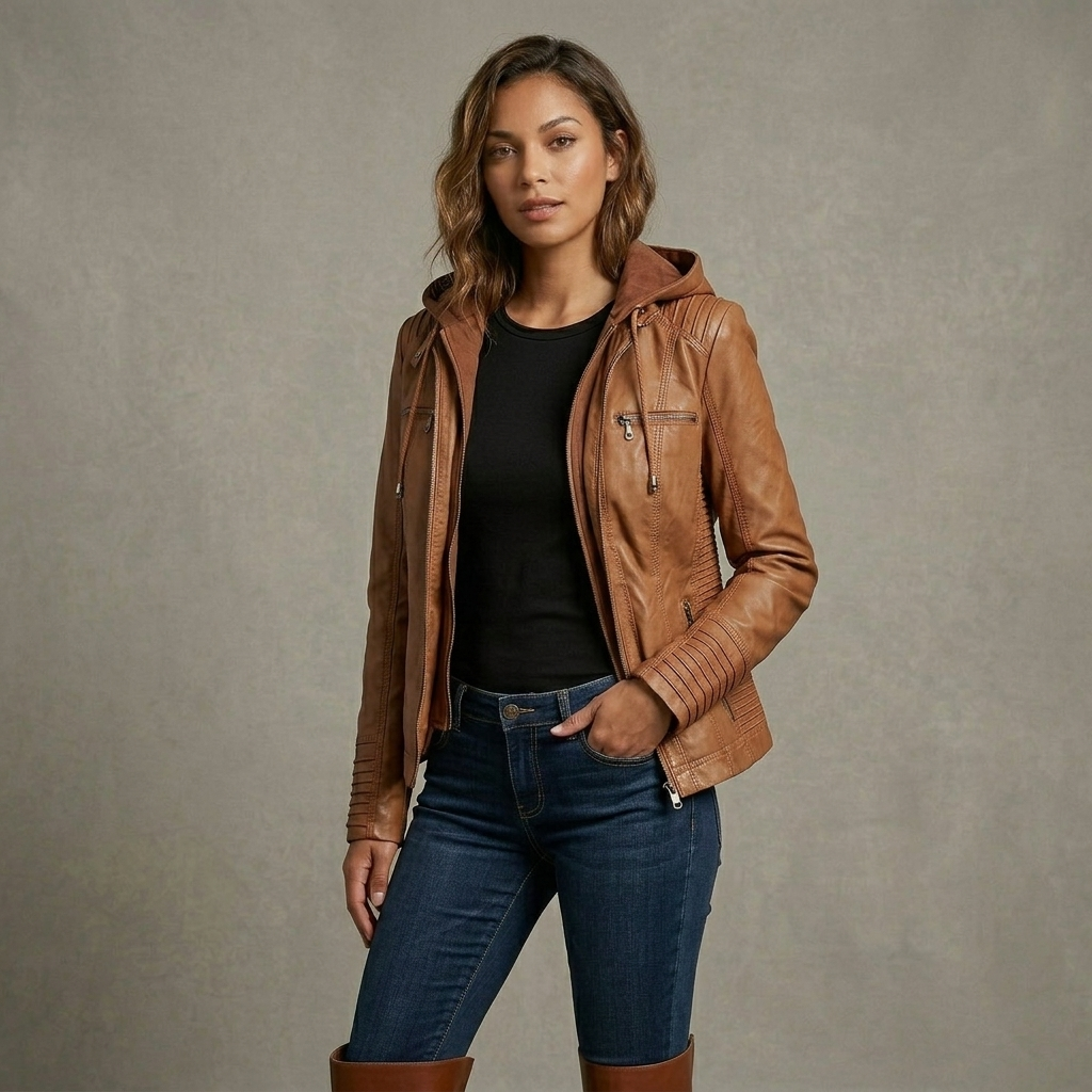 Neleena | Chaqueta Ajustada con Capucha y Cremallera