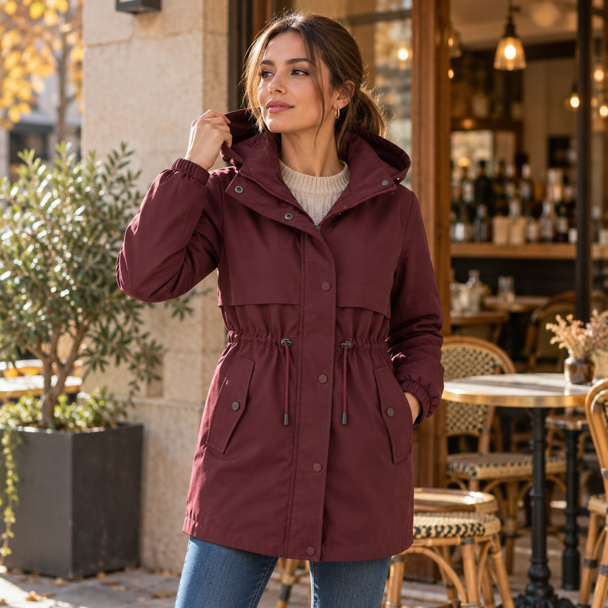 Echoglow | Parka con Capucha y Cintura Ajustable