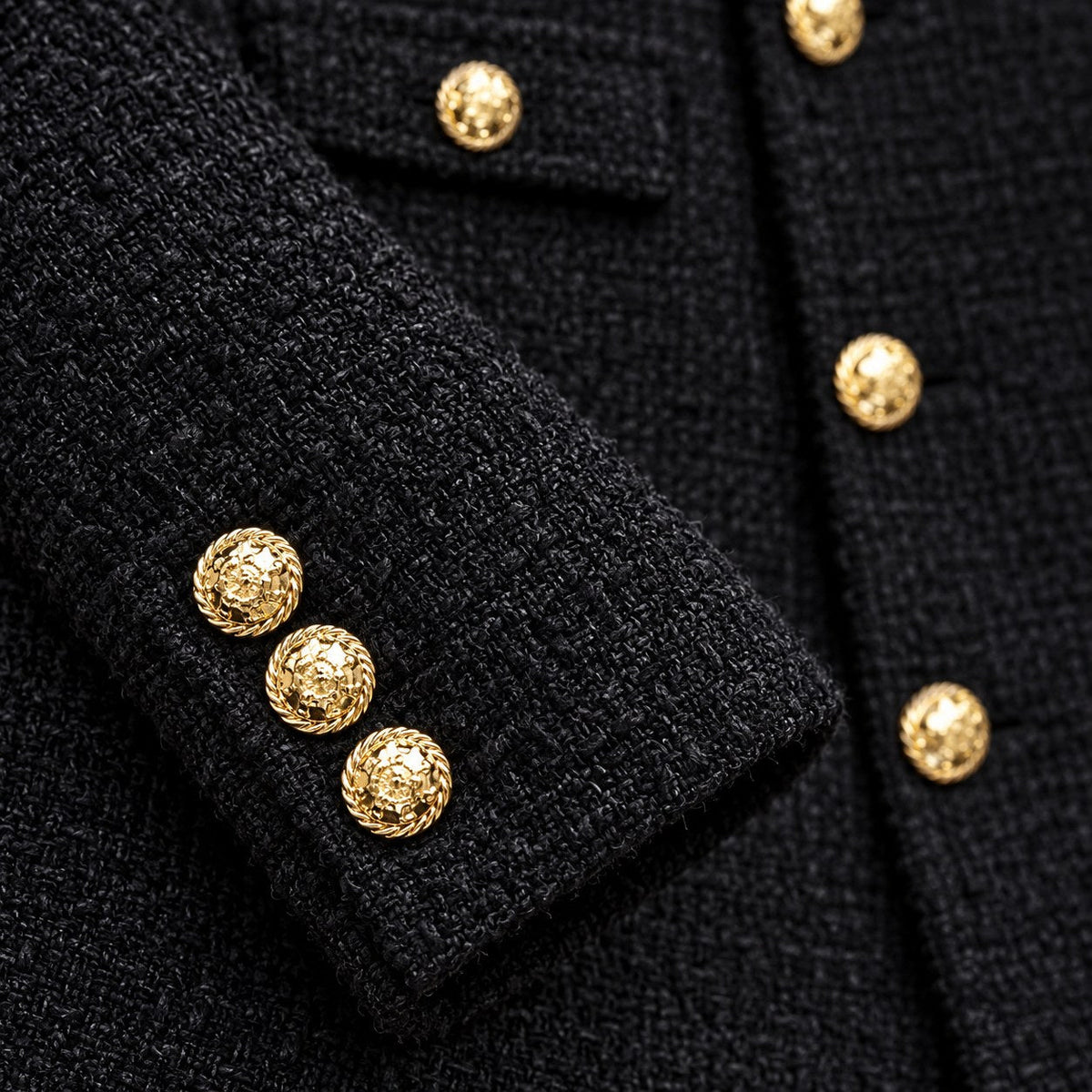 Radmieandra | Chaqueta de Tweed con Botones Dorados