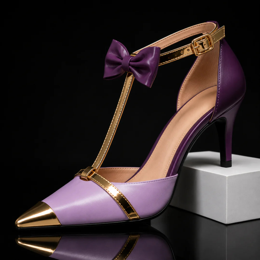 Eunice | Zapatos de Tacón Alto Con Correa en T y Lazo Decorativo