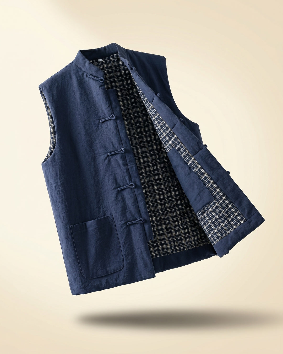 Fredrick - Chaleco Vintage Con Cuello Alto y Bolsillos Delanteros