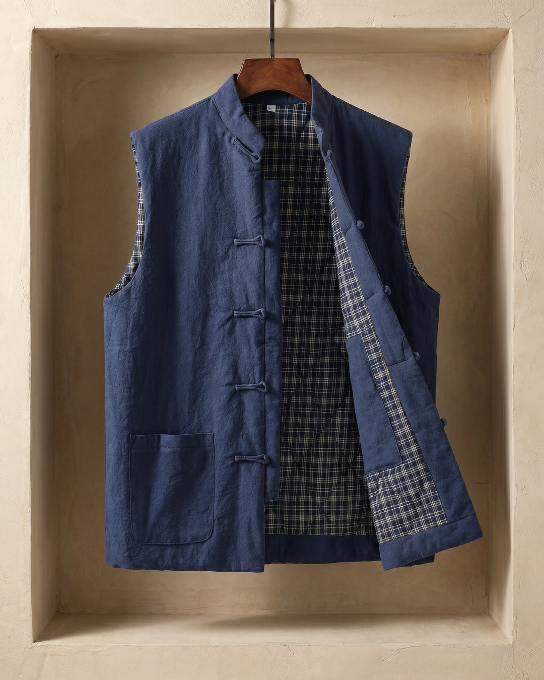 Fredrick - Chaleco Vintage Con Cuello Alto y Bolsillos Delanteros