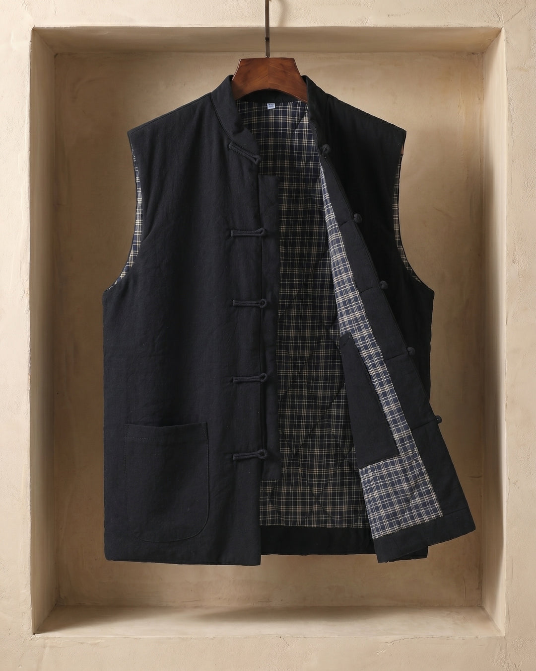 Fredrick - Chaleco Vintage Con Cuello Alto y Bolsillos Delanteros