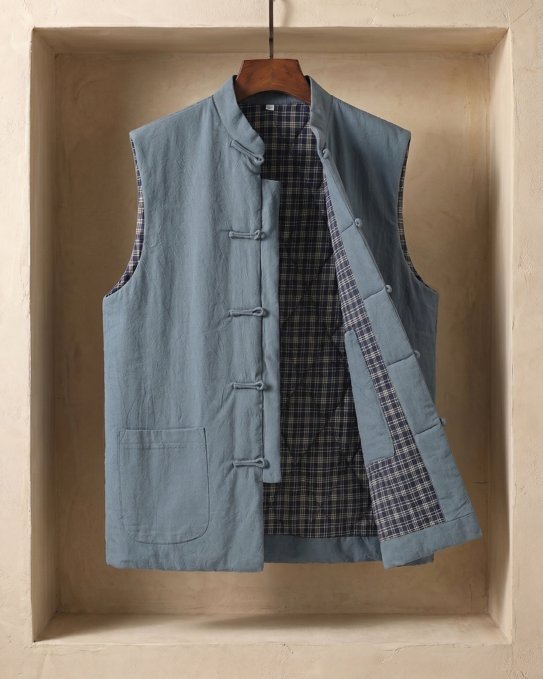 Fredrick - Chaleco Vintage Con Cuello Alto y Bolsillos Delanteros