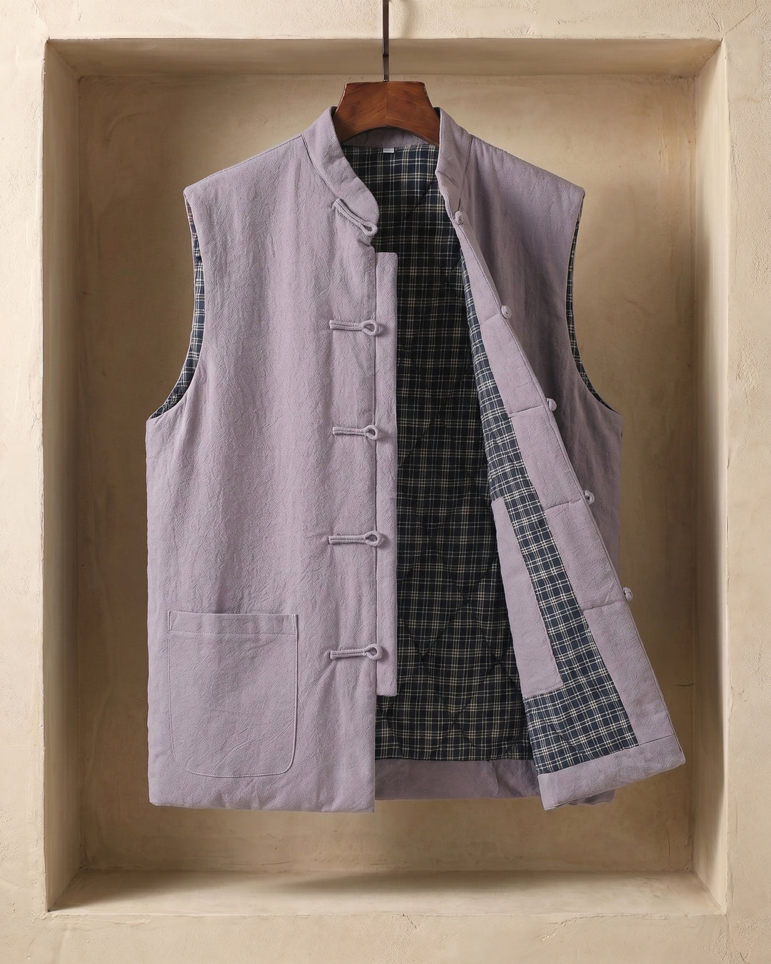 Fredrick - Chaleco Vintage Con Cuello Alto y Bolsillos Delanteros
