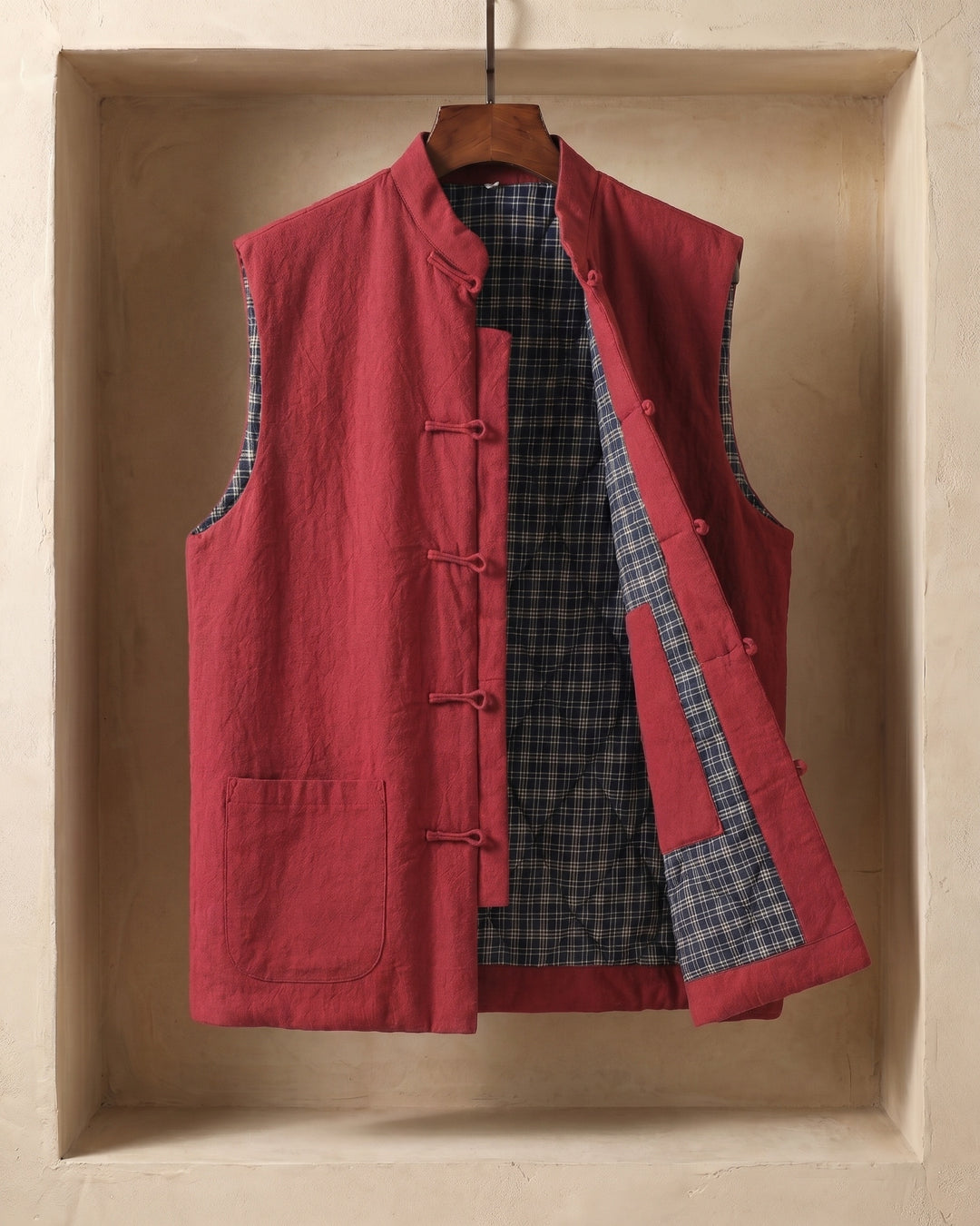Fredrick - Chaleco Vintage Con Cuello Alto y Bolsillos Delanteros