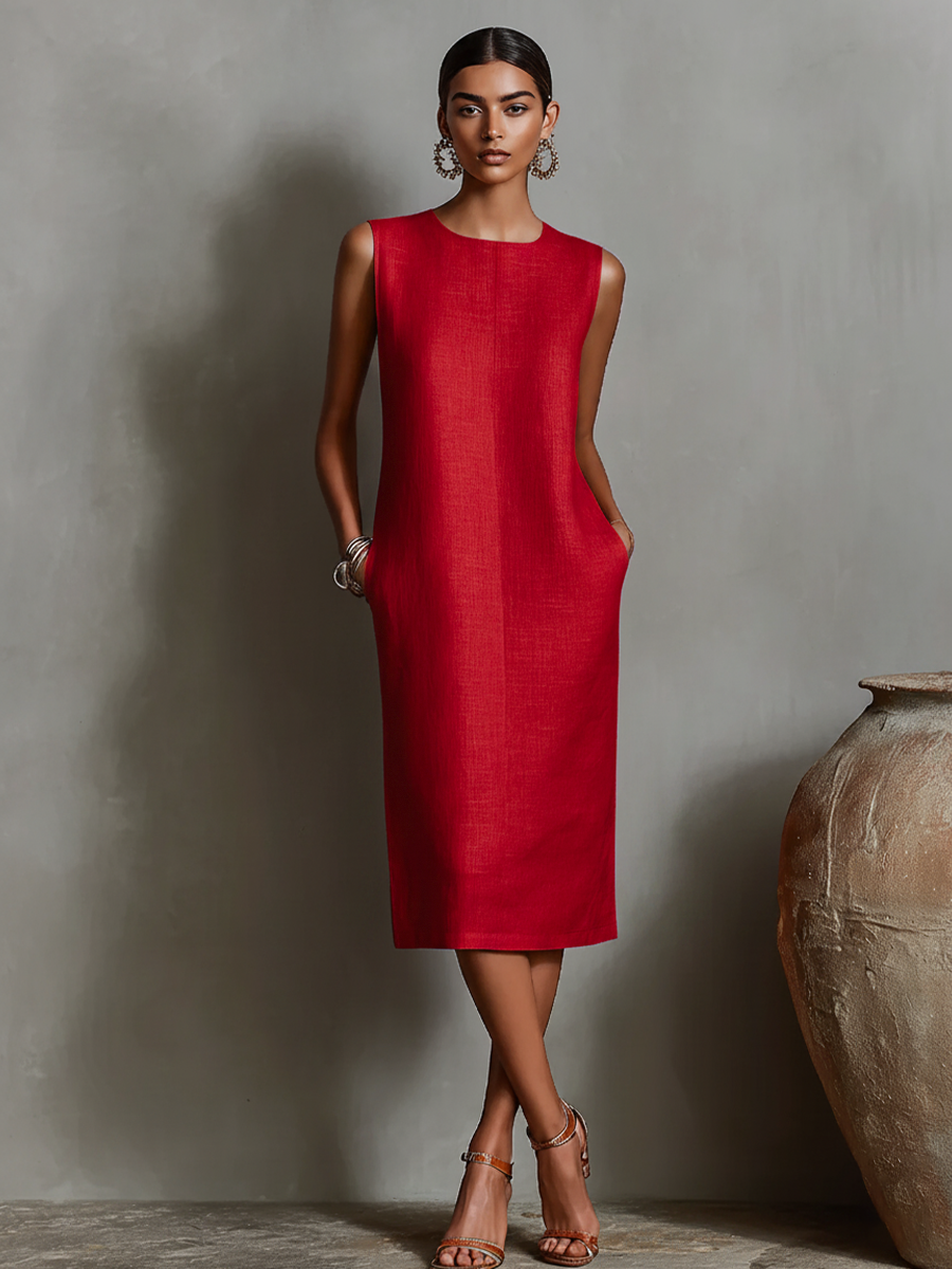 Katalina | Vestido Recto Sin Mangas Con Bolsillos